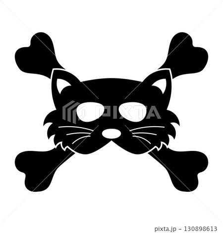 Cat Skull and Crossbones in Pirate Style. Vector Illustration. Black silhouette vector illustration of a cat face combined with a skull and crossbones design. Cat Skull and Crossbones in Pirate Style. Vector Illustration. Black silhouette vector illustration of a cat face combined with a skull and crossbones design. 130898613