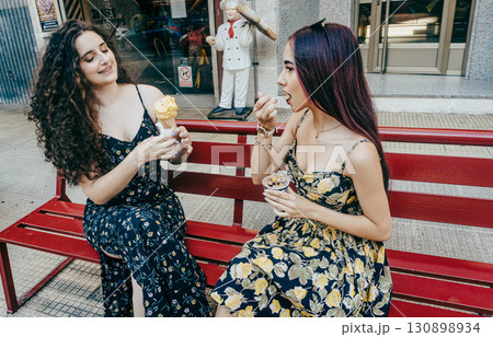 Friends on the Street with Ice Cream Friends on the Street with Ice Cream 130898934