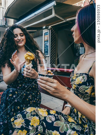 Friends on the Street with Ice Cream Friends on the Street with Ice Cream 130898935