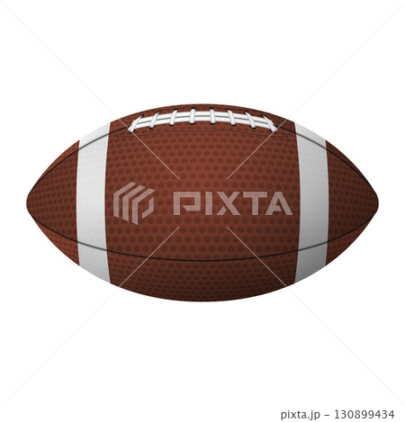 American Football Ball Vector Illustration Isolated on White Background. Rugby Ball Icon with Laces and Stripes, Sport Equipment Symbol for Game, Match, Tournament, Team Competition Design American Football Ball Vector Illustration Isolated on White Background. Rugby Ball Icon with Laces and Stripes, Sport Equipment Symbol for Game, Match, Tournament, Team Competition Design 130899434
