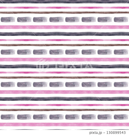 Seamless striped and dashed pattern. Gray and pink watercolor stripe. Simple and easy print on pillows, tablecloths and other fabrics. Modern style 130899543