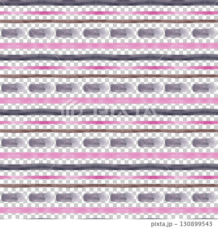Seamless striped and dashed pattern. Gray and pink watercolor stripe. Simple and easy print on pillows, tablecloths and other fabrics. Modern style 130899543