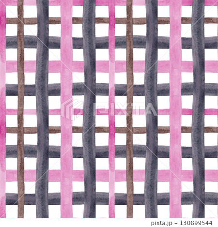 Seamless checkered pattern. Gray and pink watercolor check. Simple and easy print on pillows, tablecloths and other fabrics. Contemporary style 130899544