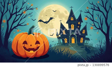 ハロウィン背景のかわいいハロウィン 130899576