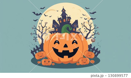 ハロウィン背景のかわいいハロウィン 130899577