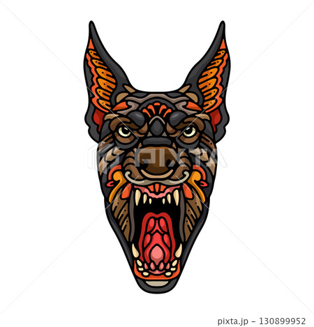 Colorful dog head mandala arts isolated on white background 130899952