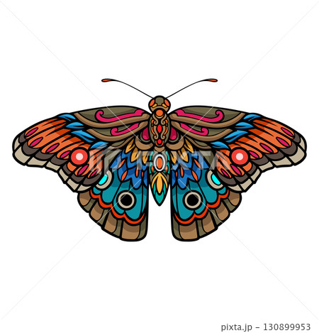 Colorful Moth head mandala arts isolated on white background Colorful Moth head mandala arts isolated on white background 130899953