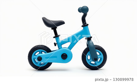 Bright blue balance bike designed for toddlers in a minimalist style, perfect for early childhood learning and playtime Bright blue balance bike designed for toddlers in a minimalist style, perfect for early childhood learning and playtime 130899978