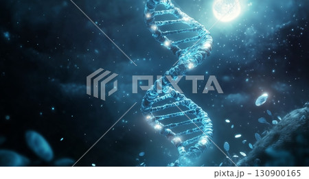 Exploring the Beauty of DNA Structure Illuminated by Moonlight in a Dark, Cosmic Setting 130900165