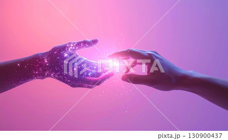 人間の手とデジタルハンド 130900437