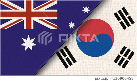 Flags of Australia and South Korea. Australian and South Korean National flags 130900459