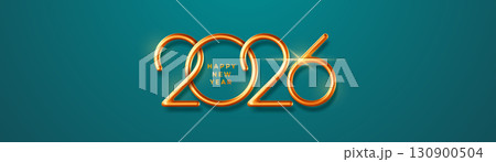 Happy New Year 2026 Greeting Long Banner Template 130900504