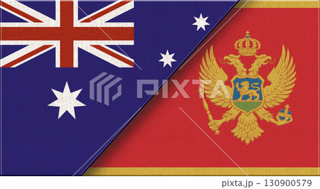 Flags of Australia and Montenegro. Australian and Montenegrin National flags Flags of Australia and Montenegro. Australian and Montenegrin National flags 130900579