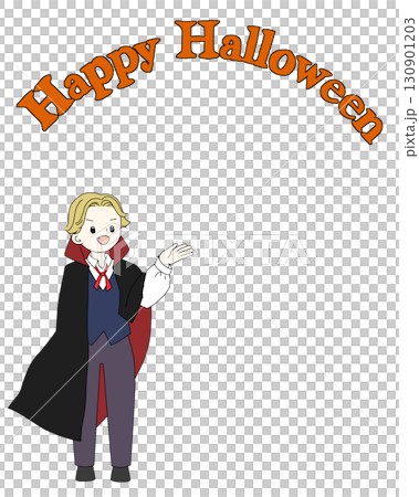 ハロウィン見出し（吸血鬼の男の子／背景透過・文字スペースあり） 130901203