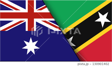 Flags of Australia and Saint Kitts and Nevis. Two Flags Together 130901402