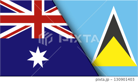 Flags of Australia and Saint Lucia 3D illustration. and Saint Lucia flags Flags of Australia and Saint Lucia 3D illustration. and Saint Lucia flags 130901403