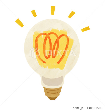 電球と線のあしらい　水彩風手描きイラスト 130901505