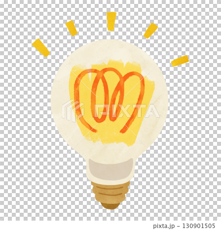 電球と線のあしらい　水彩風手描きイラスト 130901505