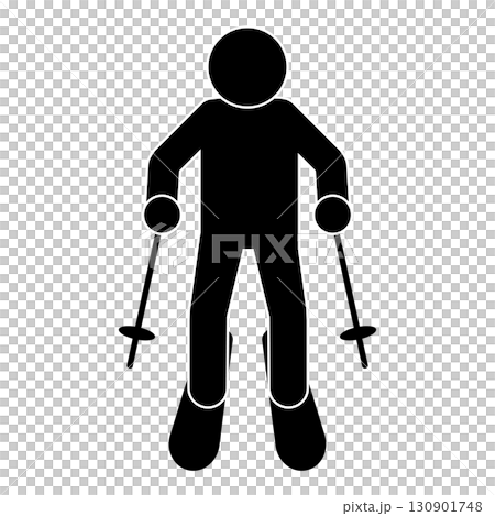 Silhouette of a person skiing, front view 130901748