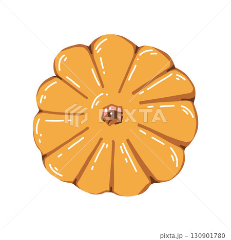 Cute Yellow pumpkin isolated on white background. Vector flat illustration. Autumn decor element and Halloween attribute. Vector illustration Cute Yellow pumpkin isolated on white background. Vector flat illustration. Autumn decor element and Halloween attribute. Vector illustration 130901780