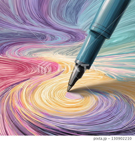 万年筆が描く渦巻きの芸術｜繊細な線と色彩が織りなすクリエイティブな世界 130902210