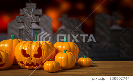 The Pumpkin Jack for Halloween or Holiday concept 3d Rendering. The Pumpkin Jack for Halloween or Holiday concept 3d Rendering. 130902744