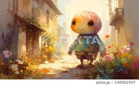 異世界の不思議な生物のいる風景　AI生成素材 130902937