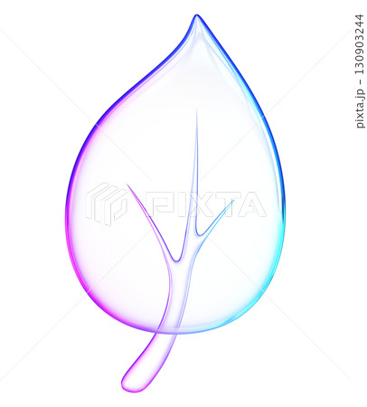 3D glassmorphism leaf with smooth gradient. Minimal glossy natural element for eco, organic, and environmental concepts 3D glassmorphism leaf with smooth gradient. Minimal glossy natural element for eco, organic, and environmental concepts 130903244