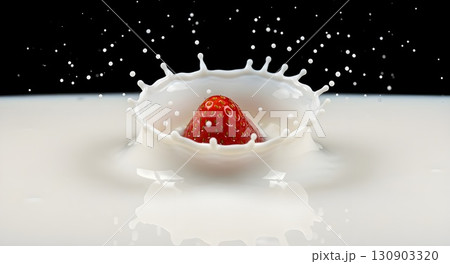 ミルクに落ちるイチゴ ミルクに落ちるイチゴ 130903320