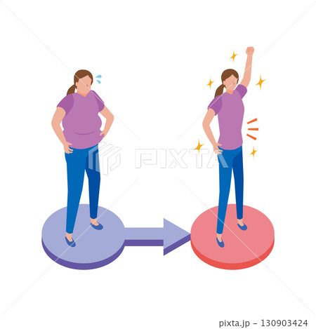 ダイエットに成功する女性 130903424