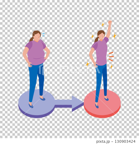 ダイエットに成功する女性 130903424