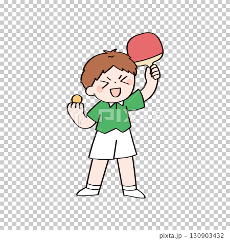 乒乓球男孩插圖 130903432
