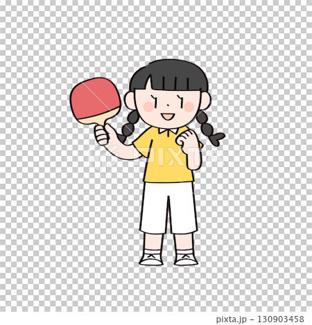 卓球　女の子のイラスト 130903458