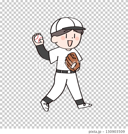 一個男孩在打棒球的插圖 130903509