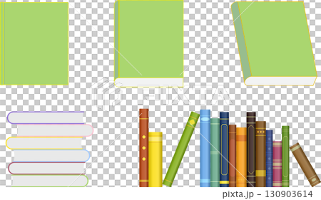 色んなパターンの本が並ぶ素材セット 130903614