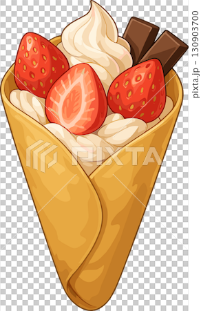 イチゴと生クリームのクレープのイラスト 130903700