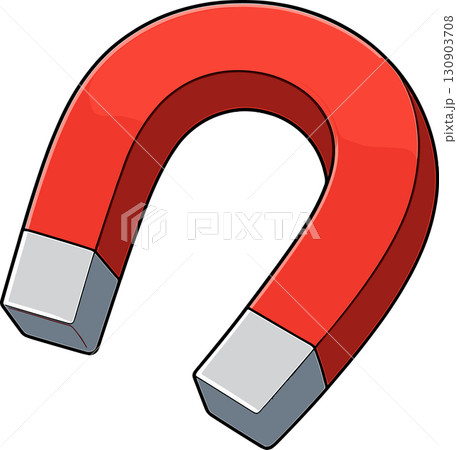 U字型の赤い磁石のイラスト 130903708