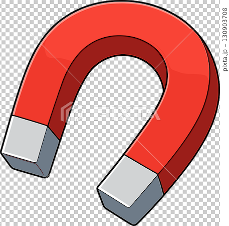 U字型の赤い磁石のイラスト 130903708