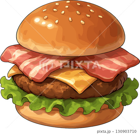 ベーコンレタスバーガーのイラスト ベーコンレタスバーガーのイラスト 130903710