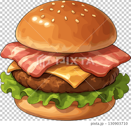 ベーコンレタスバーガーのイラスト ベーコンレタスバーガーのイラスト 130903710
