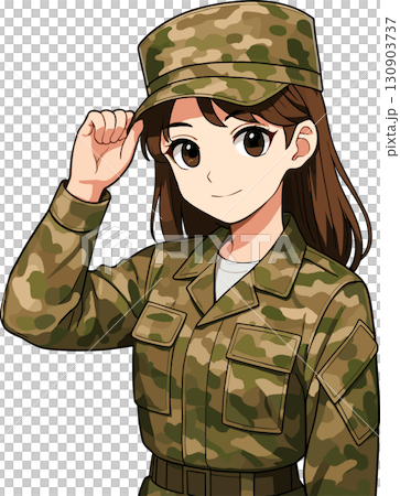 軍服の女性のイラスト 130903737