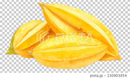 透明背景上的楊桃水彩插圖（png） 130903854