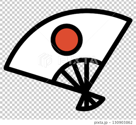 Hand drawn Japanese flag folding fan illustration Hand drawn Japanese flag folding fan illustration 130903862