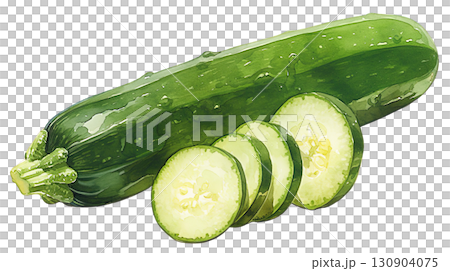 Watercolor illustration of zucchini on a transparent background (png) Watercolor illustration of zucchini on a transparent background (png) 130904075