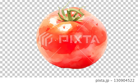 透明背景上一個西紅柿的水彩插圖(png) 透明背景上一個西紅柿的水彩插圖(png) 130904522