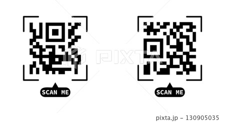 Displays two QR codes, each framed by a...のイラスト素材 [130905035] - PIXTA