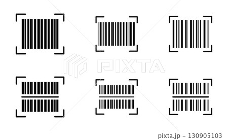 Fake barcode scanner icon vector set for design collection apps and website ui. 130905103