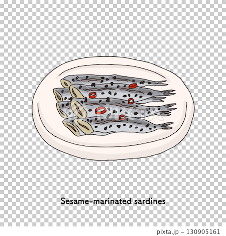 千葉名物　イワシのごま漬けイラスト＿線画 130905161
