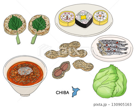 千葉グルメ旅行＿食べ物のイラストセット 130905163