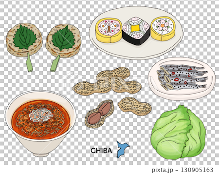 千葉グルメ旅行＿食べ物のイラストセット 130905163